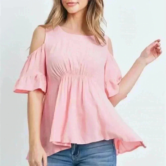 Cold Shoulder Top blouse - Blush - Picture 1 of 6